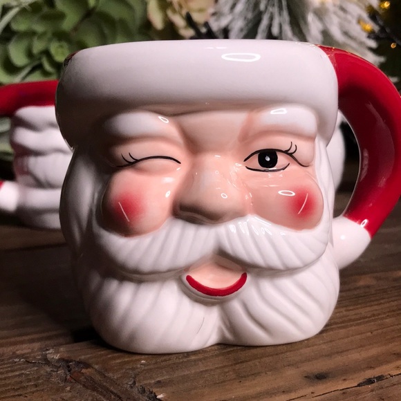 Pottery Barn Hand Painted Vintage Style Santa Claus Holiday Mugs 16oz - Set of 4 - Picture 10 of 16